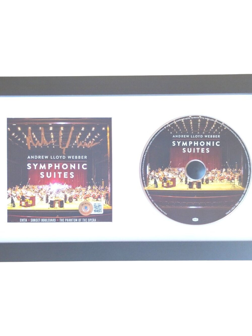 Andrew Lloyd Webber Signed Symphonic Suites Framed CD Beckett BAS COA Phantom